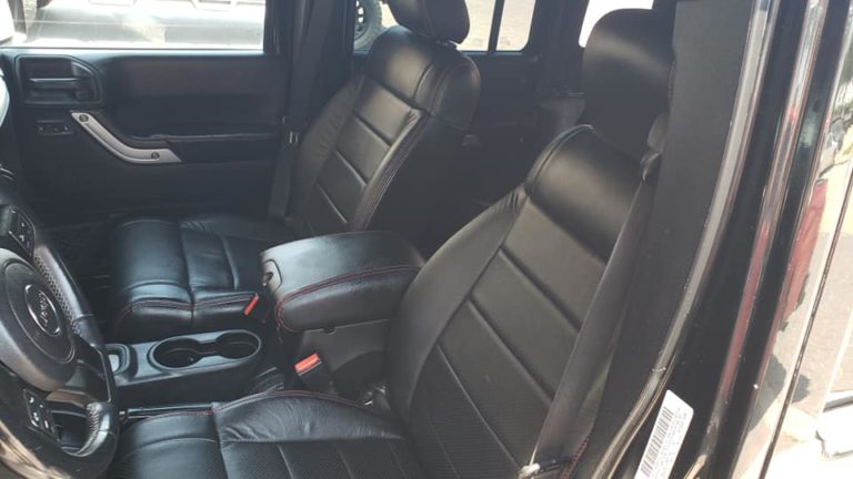 sleek black leather custom interior